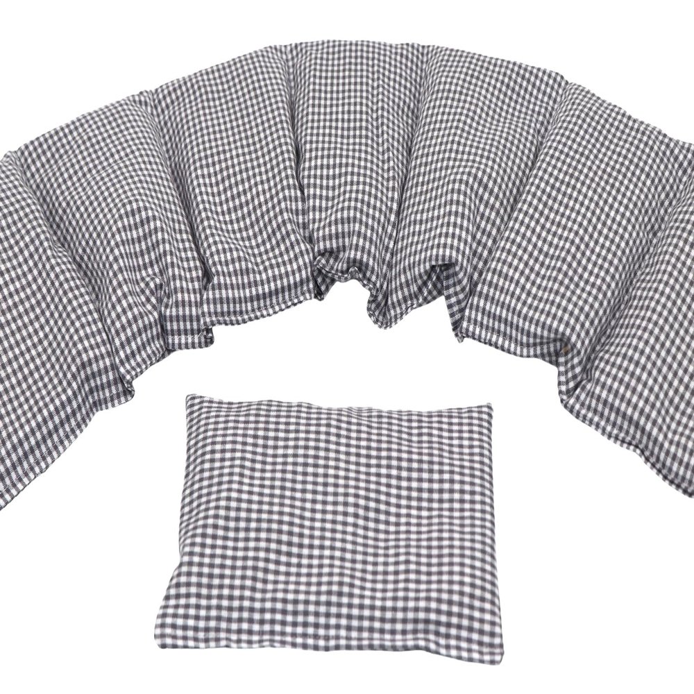 Anthracite Cherry Pit Heating Pad Set of 2, 7-Chamber 67 x 18 cm + Small 17 x 11 cm, Microwave/Oven