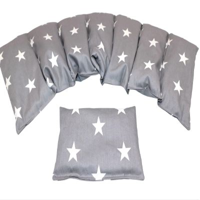 GROßE STERNE Cherry Pit Pillow Set of 2, Long 67 x 18 cm, 7-Chamber + Small Grain Pillow, XXL Shoulder and Neck Heating Pad, Microwave and Oven, Gray Large Stars, Grape Seeds