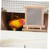 POPETPOP Wooden Parrot Perch with Mirror, Bird Play Stand for Cage view 3