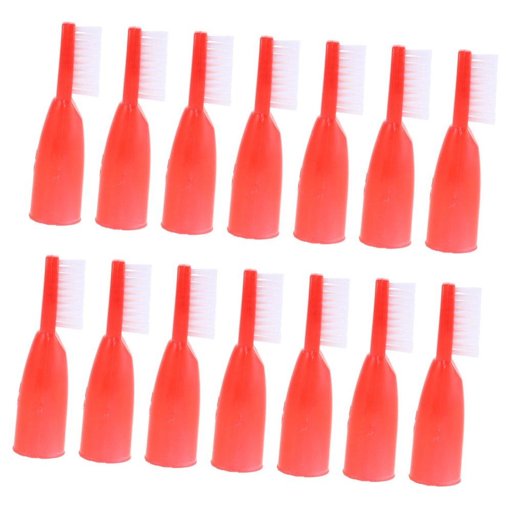 Healvian Portable Prison Toothbrushes, Small Size, 20-Pack, Red, with Plastic Finger-Protection Sleeve