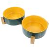 JOINPAYA Ceramic Cat and Dog Bowls with Wooden Stand, 2-Piece Set view 1