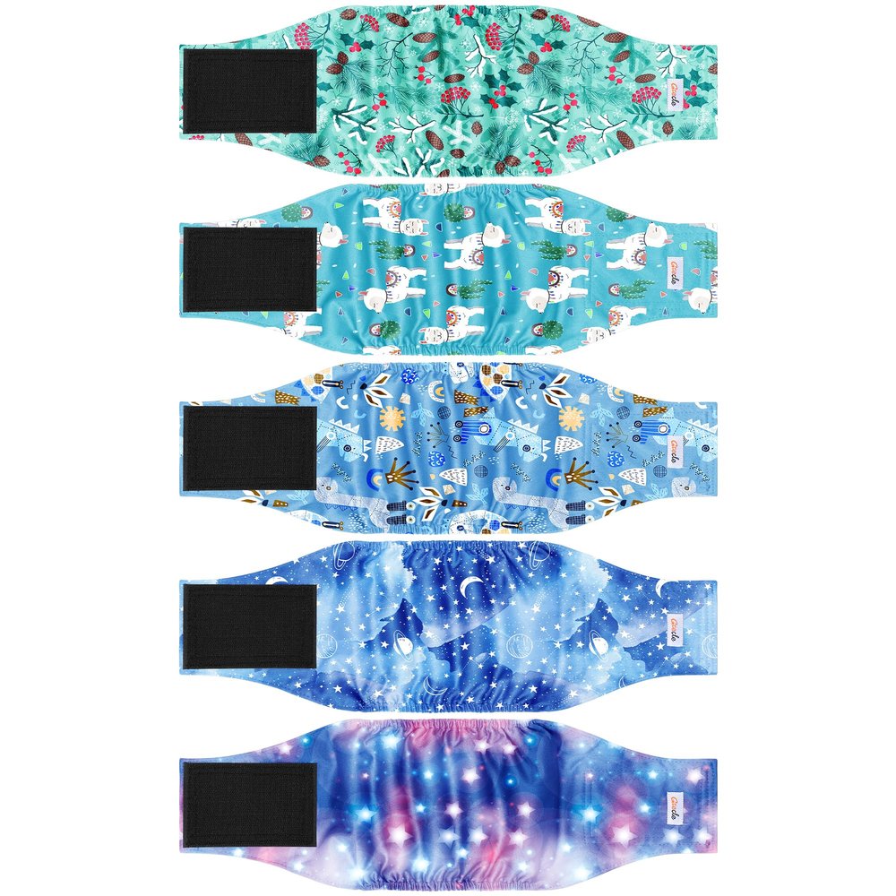 Reusable Premium Belly Bands for Male Dogs, Highly Absorbent, Galaxy XL, 5-Pack