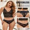 comeondear Sexy Open-Crotch Lace Thongs for Women, 3-Pack, Black, S view 3