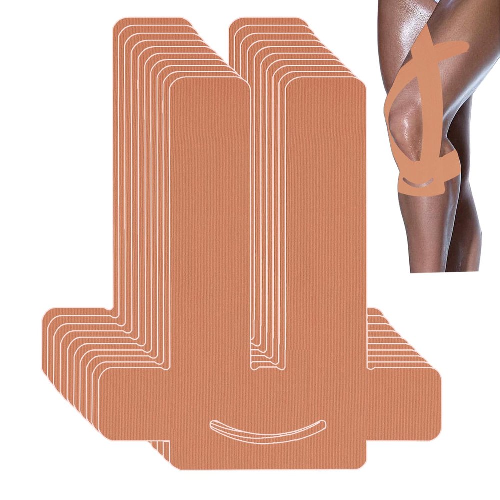 ANAMPION Pre-Cut Kinesiology Tape for Knees, 10 Strips, Waterproof Cotton Knee Tape for Pain Relief and Support, Skin Tone