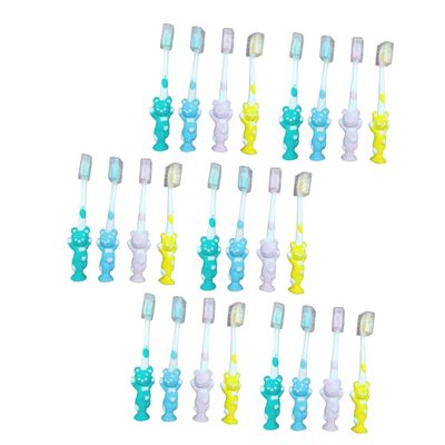 SKISUNO Kids' Toothbrushes with PP Handles, Soft Bristles, 24-Pack, Random Colors, Bear-Shaped