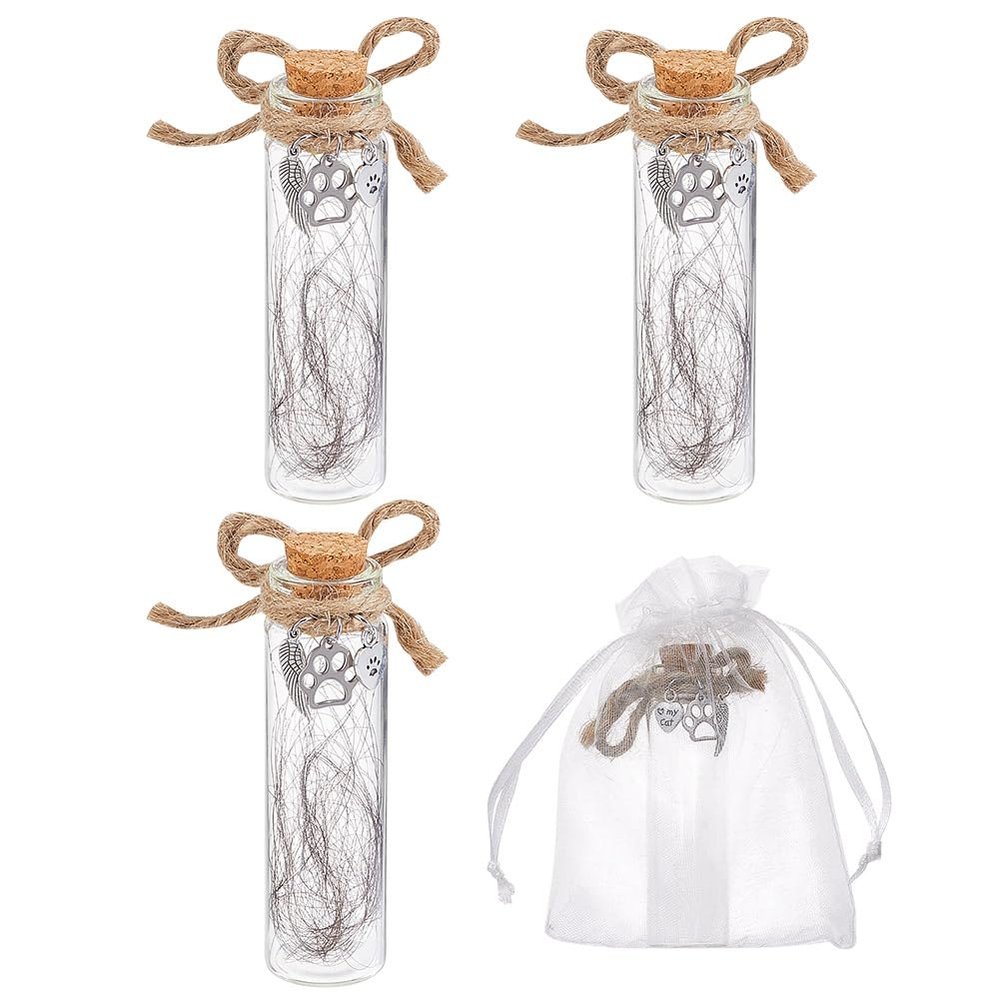 nbeads 4 Pack Pet Hair Mini Bottle with Cork