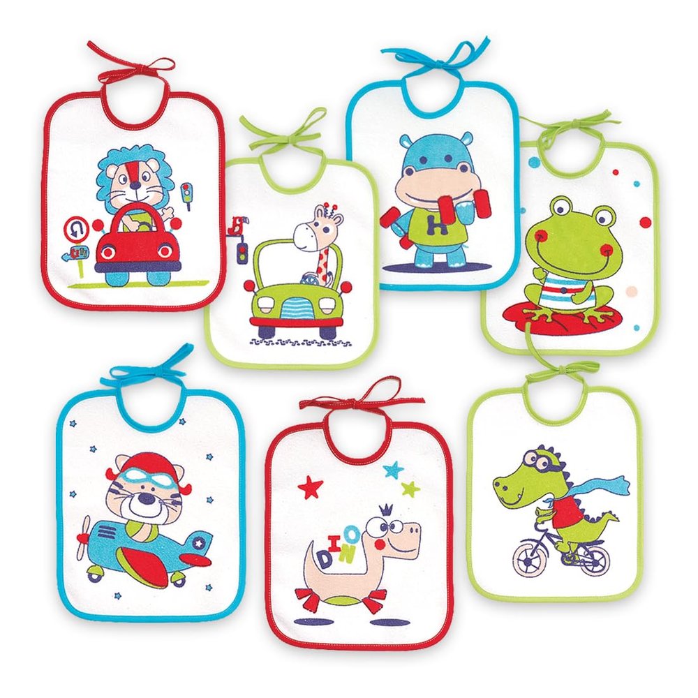 Baby Bibs, Waterproof Laminated Cotton Terry, 7-Pack, 0–6 Months