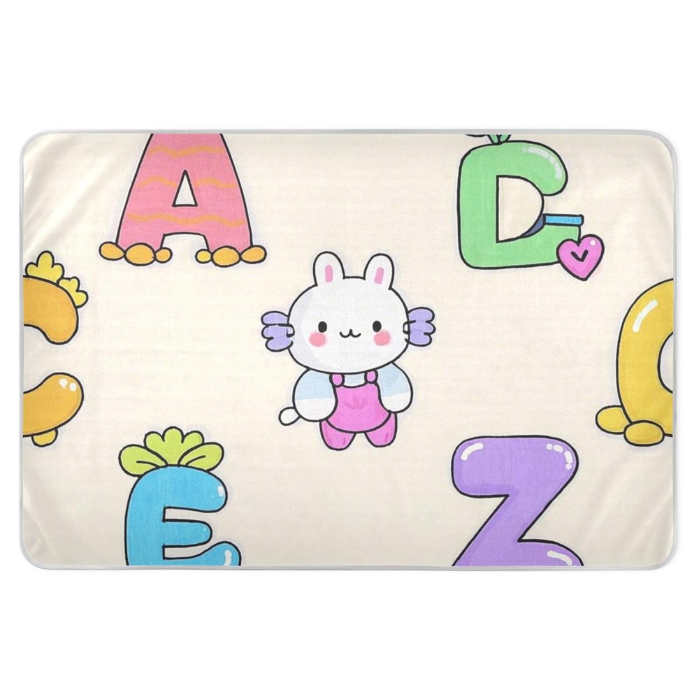 Kids' Cartoon Animal Alphabet Waterproof Washable Potty Training Pad, 132.1 cm L x 86.4