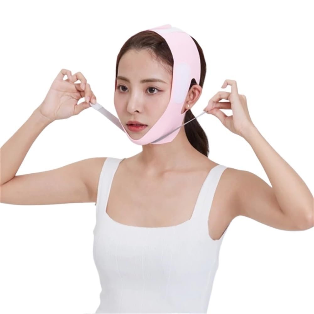 ERQIAO Beauty Facial Lifting Strap, V-Face Shaper, Slimming Bandage, Soft Silicone Gel, Pink 2