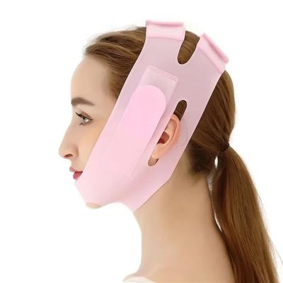 ERQIAO Beauty Facial Tightening Belt, V-Face Shaper, Slimming Band, Soft Silicone Gel Tool (Pink)