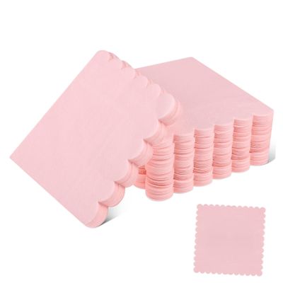 Pink Scalloped-Edge Napkins, 150-Count Paper Dessert Napkins