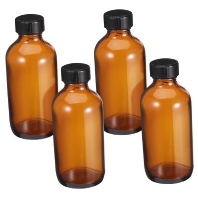 Hemobllo 120 mL Round Brown Glass Bottles, 4-Pack, Refillable