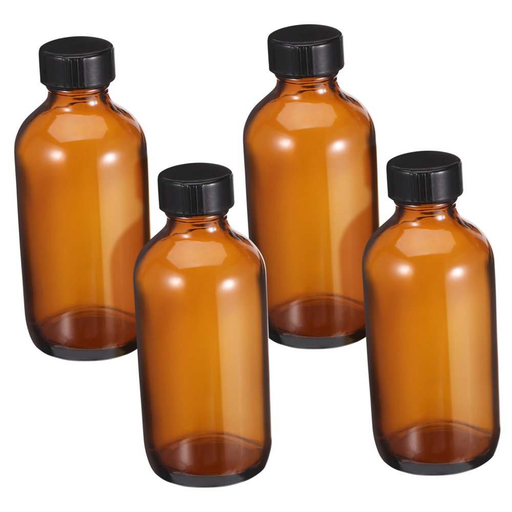 Hemobllo 120 mL Round Brown Glass Bottles, 4-Pack, Refillable