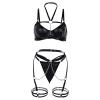 Women's Sexy Three-Piece Lingerie Set with Corset, Neck and Waist Chain (Black, M) view 2