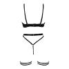 Women's Sexy Three-Piece Lingerie Set with Corset, Neck and Waist Chain (Black, M) view 4