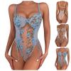 Women's Sexy Sheer Mesh Butterfly-Print Bandage Lingerie Set (M) view 2