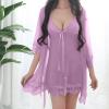 Sexy Women's Lingerie Lace Silk Nightgown, Wireless and Rimless, Light Purple, S view 3