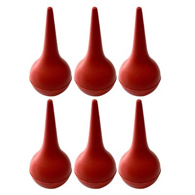 Ear Syringe, 6-Pack, Red Rubber Nasal Bulbs for Babies