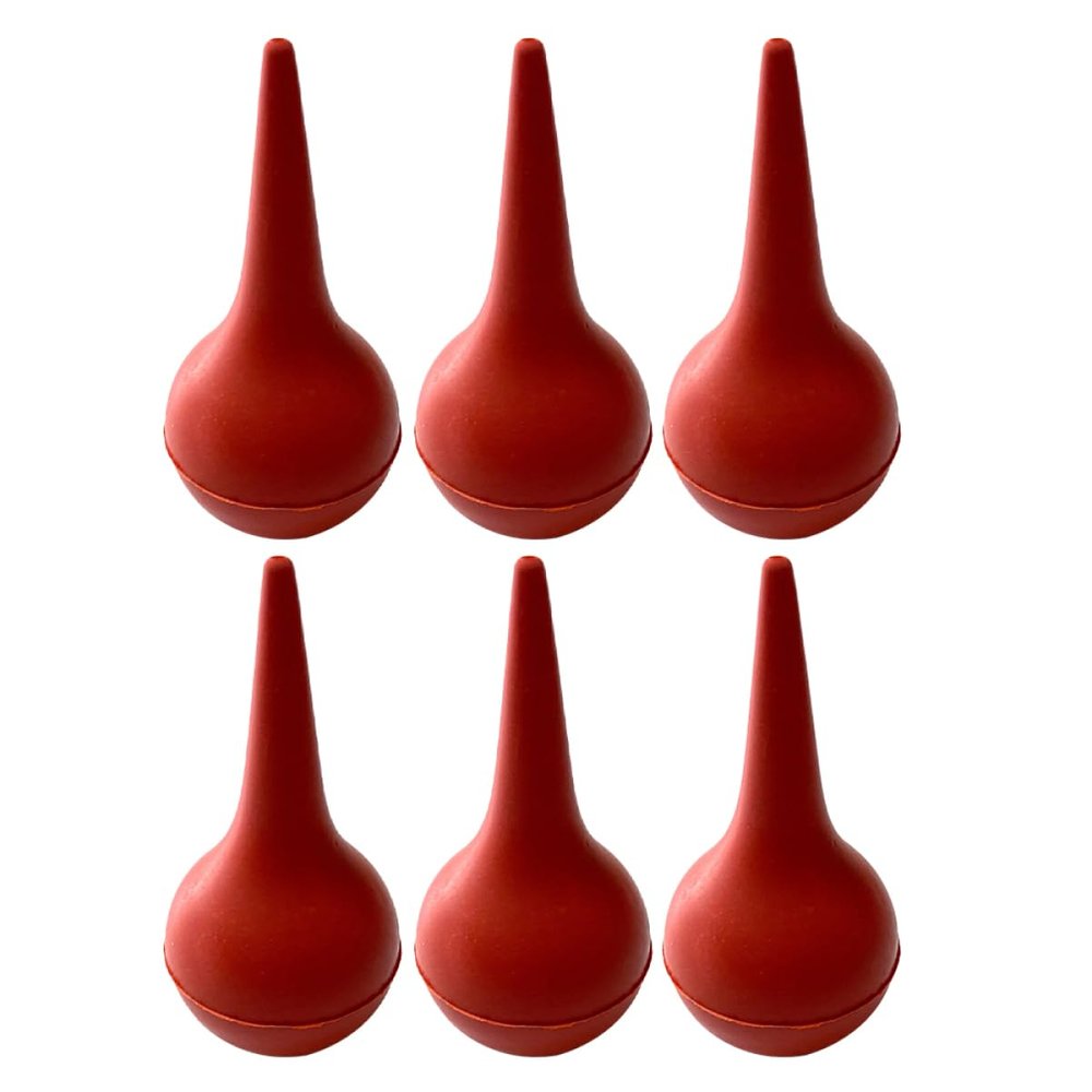 Ear Syringe, 6-Pack, Red Rubber Nasal Bulbs for Babies
