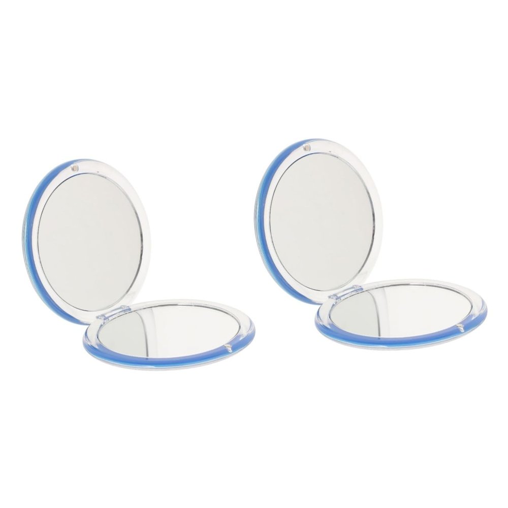 VALICLUD 2-Pack Foldable Compact Makeup Mirrors with 5X Magnification, Blue Resin