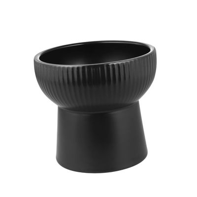 Pet Food Bowl with High Feet, Ceramic, Black