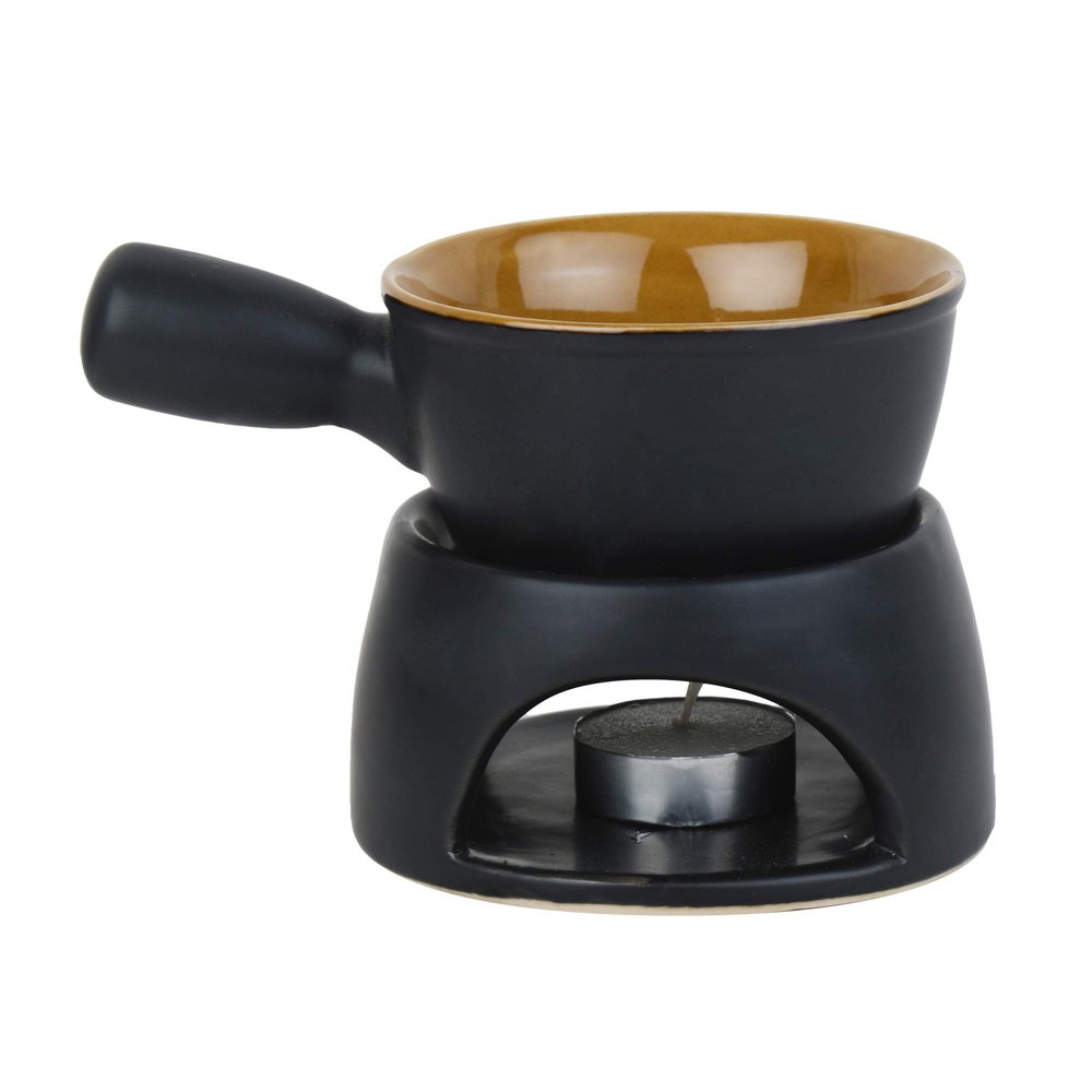 Swadeshi Desire Ceramic Fondue Burner, Aroma Burner, Oil Diffuser, Home, Bedroom, Decoration, Christmas, Housewarming Gift, Black