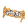 Non-Slip Height-Adjustable Wooden Elevated Dog Bowl Stand view 1
