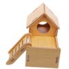 HAPINARY Wooden Hamster House with Climbing Ramp for Hamster Habitats and Gerbil Cages, Natural Toy for Guinea Pigs and Rats, Hideaway and Sleeping Area view 1