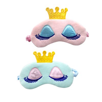 Plush Cartoon Eye Masks, 2-Piece Set, Crown Pattern