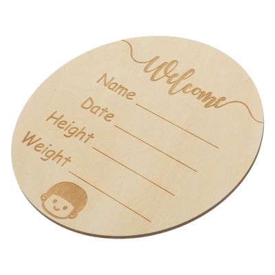 IMIKEYA Wooden Name Sign for Birth Announcement, Round Personalized Nursery Sign