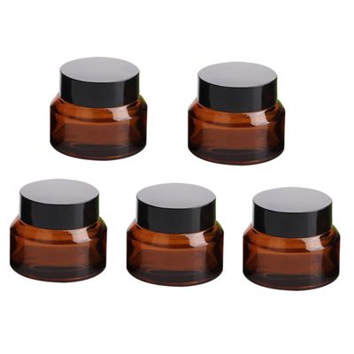 VALICLUD 5-Pack Brown Glass Cream Jars with Screw Lids