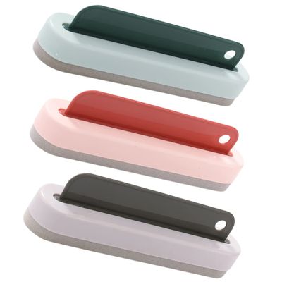 GLEAVI Plastic Glass Cleaning Tools with Brush and Squeegee, 3 Pieces, for Streak-Free Window and Tile Cleaning