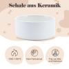 SPUNKYJUNKY Elevated Ceramic Double Dog Bowl with Acacia Wood Stand, 1,250 ml, White view 4