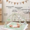 Mallify Baby Play Gym for Girls, Play Mat with Arch, 6 Detachable Toys and 12 Milestone Cards, from Birth, 0–6 Months, Green view 2