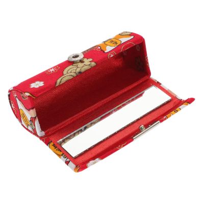 Japanese Lipstick Case for Pocket with Mirror, Red, Elegant