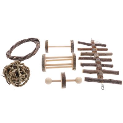 ibasenice Hamster Chew Toys with Dental Care, 6-Piece Wooden Set