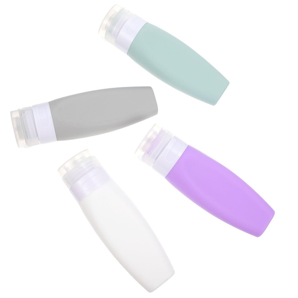 ARTSEWPLY Squeezable Silicone Shampoo Container, 4 Refillable Travel Lotion Bottles