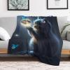 LTTTT Soft Flannel Cat Throw Blanket with 3D Pattern, All-Season Bed or Couch Blanket, 130 x 180 cm view 2