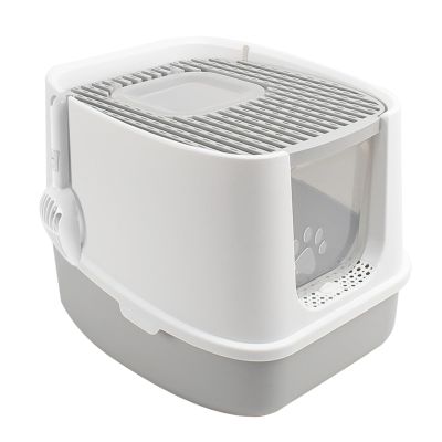 Covered Cat Litter Box with Lid, Large Self-Cleaning Cat Toilet, Extra Large Size L