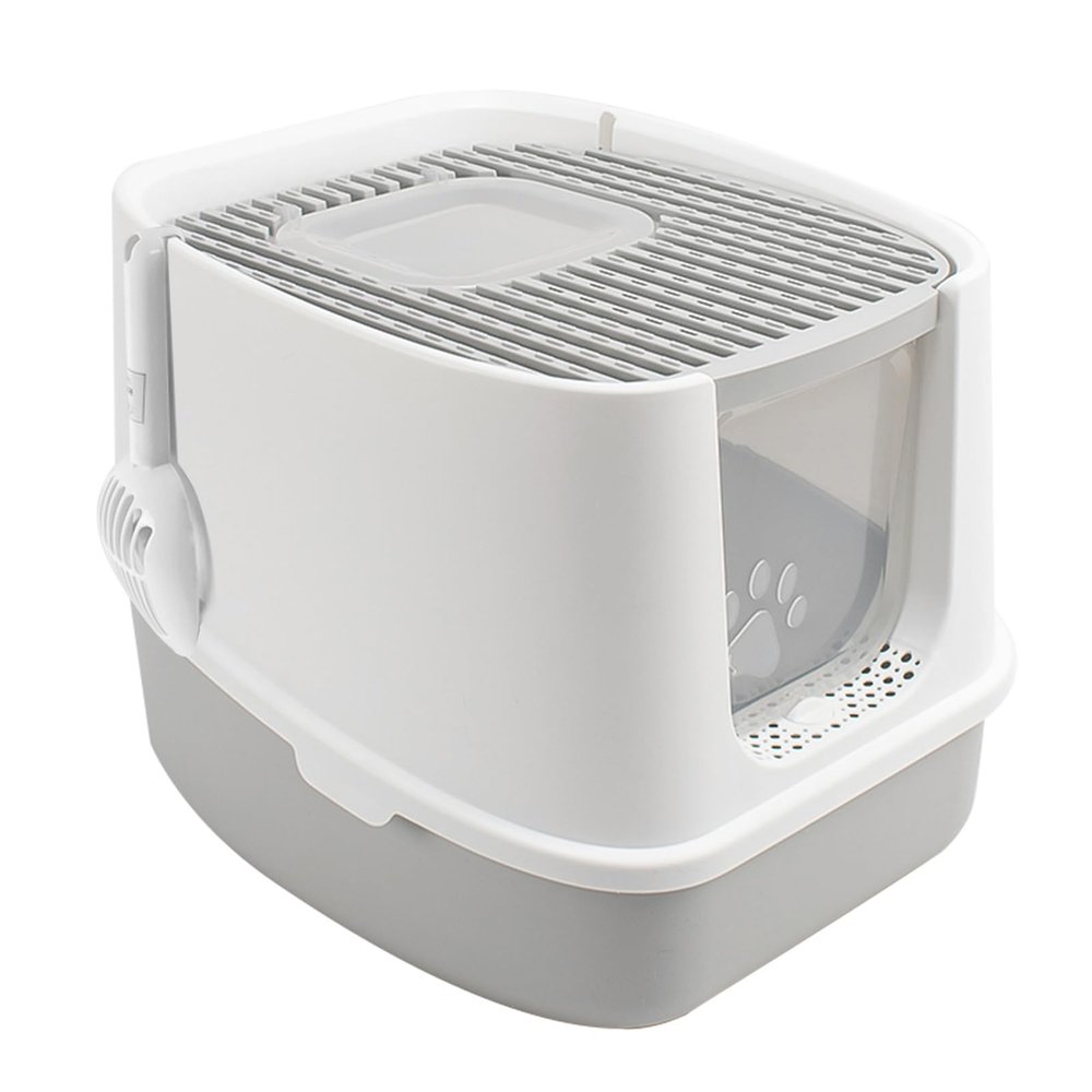 Covered Cat Litter Box with Lid, Large Self-Cleaning Cat Toilet, Extra Large Size L