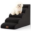 COZY KISS Dog Stairs for Small Dogs, High-Density Foam Pet Steps for Couch with Washable Cover and Non-Slip Bottom (Black, 5 Steps, 40 x 84 x 57 cm), 5 view 1