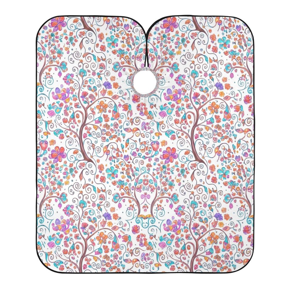 RPLIFE Quirky Tree Colorful Flowers Barber Cape, One Size