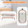 Foldable Baby Bathtub with Temperature Display, for Newborns to Toddlers, with Bath Support, 43 x 71 x 18.5 cm, Pink view 4