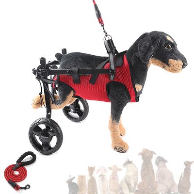 Generic Small Dog Wheelchair for Hind Legs, Adjustable Dog Cart with Leash, Red, XS