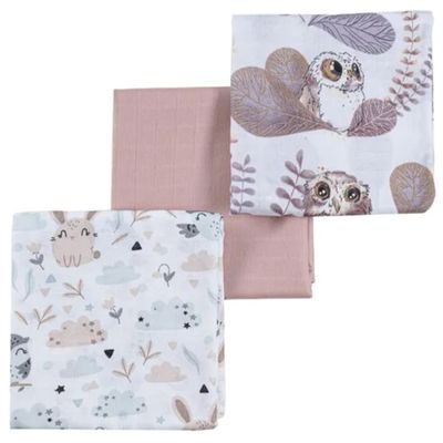 ANDER Baby Burp Cloths 60 x 80 cm, 100% Organic Cotton, Set of 3