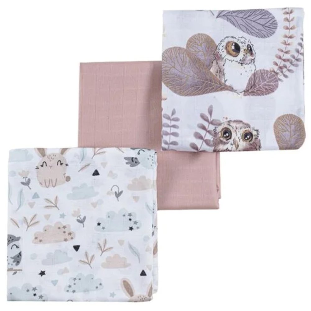 ANDER Baby Burp Cloths 60 x 80 cm, 100% Organic Cotton, Set of 3