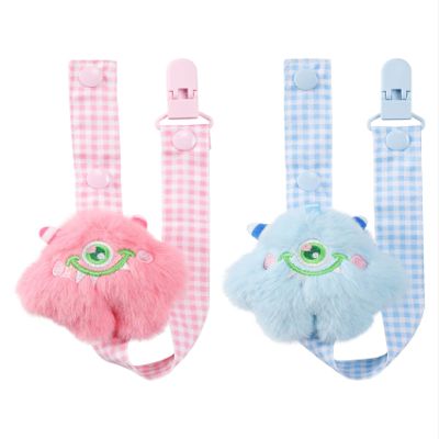 CutiePlusU Pacifier Clips for Adults, 2-Pack, Pink & Blue Monsters