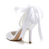EICOFF Women's Pointed-Toe Stiletto Heels with Pearl Ankle Strap, Satin Bridal Pumps, Ivory, EU 40 view 2