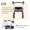 Upright Rollator Walker with Seat, Lightweight Folding 4-Wheel Aluminum Walker with Hand Brakes view 3
