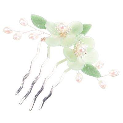 OATIPHO Side Hair Comb Set, Antique Chinese Style with Pearls and Flowers